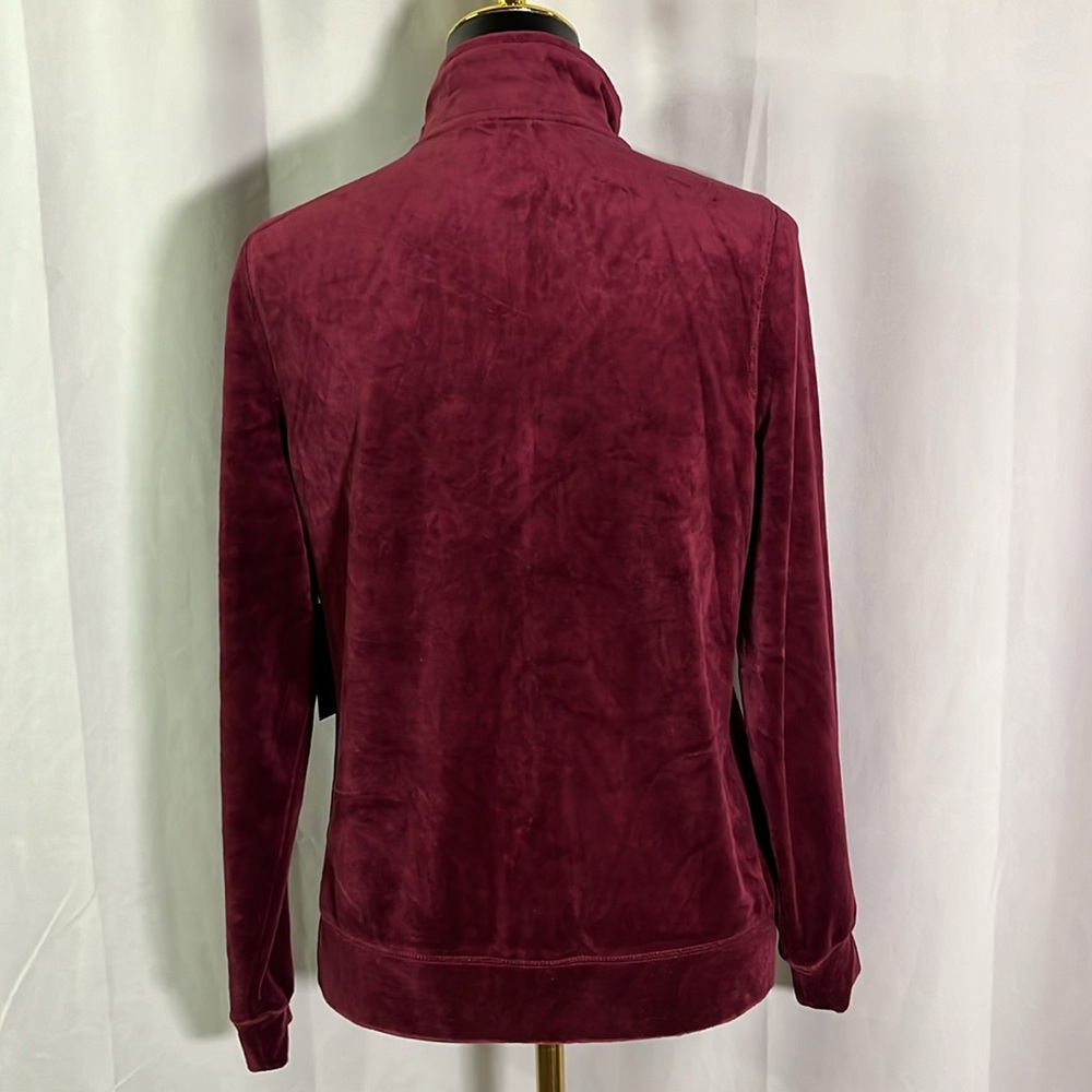NWT Exertek French Merlot Red Zip Front Velour Jacket - Picture 3 of 16